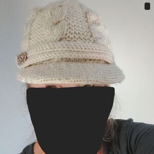 Nirvana Designs Womens Cream Cable Knit Wool Viser Hat Vintage  Size -S/M